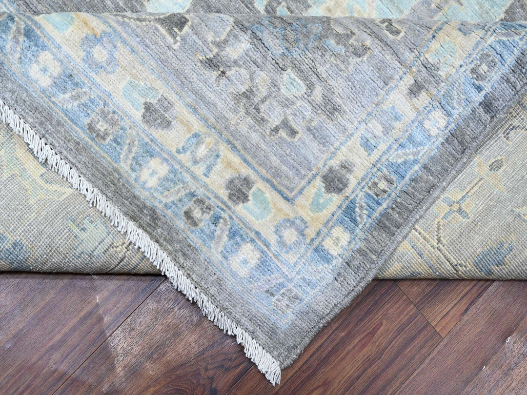 9'11" x 13'6" New Hand Knotted Grey Wool Rectangle Oriental Rug - MOA10288385