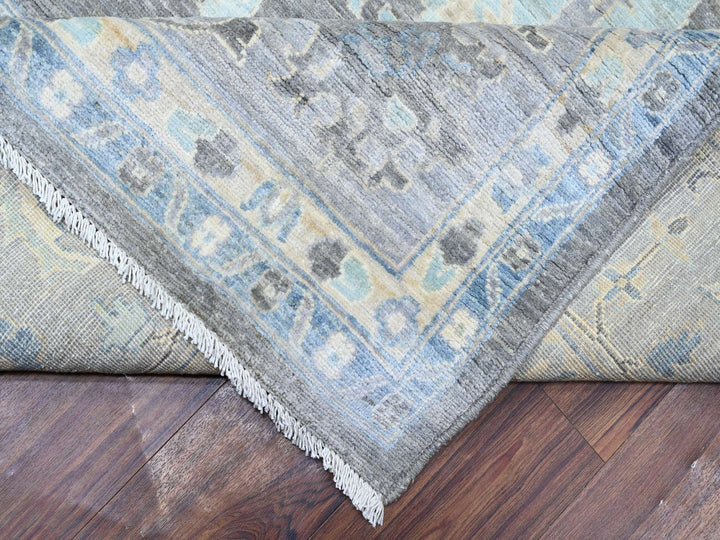 9'11" x 13'6" New Hand Knotted Grey Wool Rectangle Oriental Rug - MOA10288385