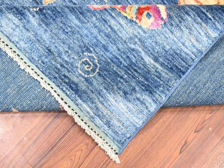 7'11" x 9'11" New Hand Knotted Blue Wool Rectangle Oriental Rug - MOA10288389