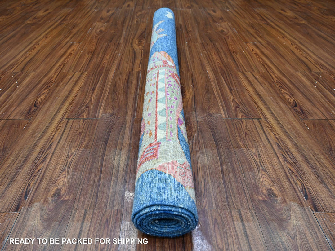 5'10" x 8'10" New Hand Knotted Blue Wool Rectangle Oriental Rug - MOA10288390