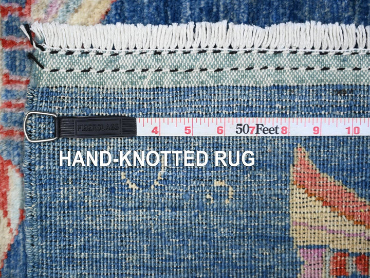 3'11" x 11'7" New Hand Knotted Blue Wool Runner Oriental Rug - MOA10288391