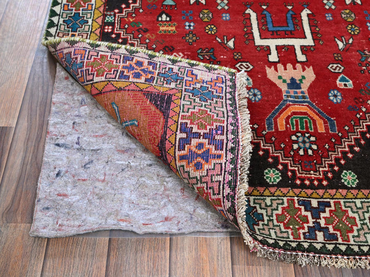 3'5" x 8'2" Vintage Hand Knotted Red Wool Runner Oriental Rug - MOA102883