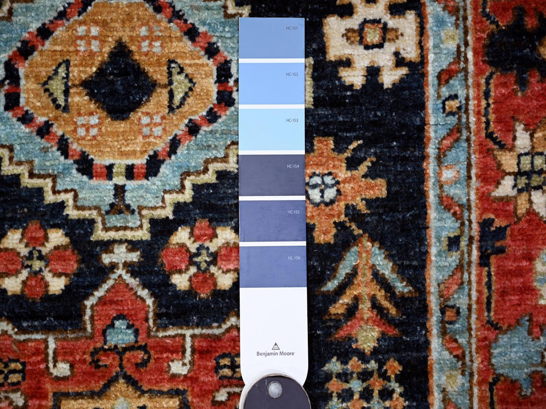 2'7" x 11'8" New Hand Knotted Blue Wool Runner Oriental Rug - MOA10288403
