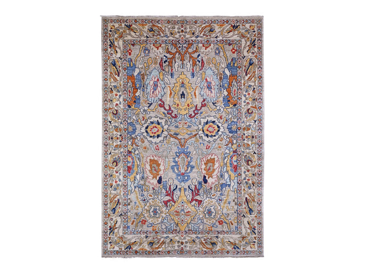 6'0" x 8'9" New Hand Knotted Grey Wool Rectangle Oriental Rug - MOA10288411