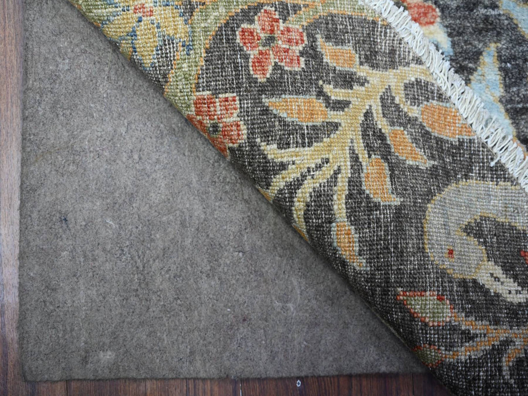 7'11" x 8'2" New Hand Knotted Grey Wool Round Oriental Rug - MOA10288414