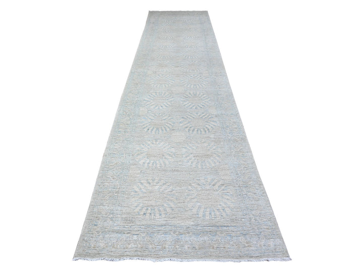 3'8" x 15'0" New Hand Knotted Grey Wool Rectangle Oriental Rug - MOA10288419