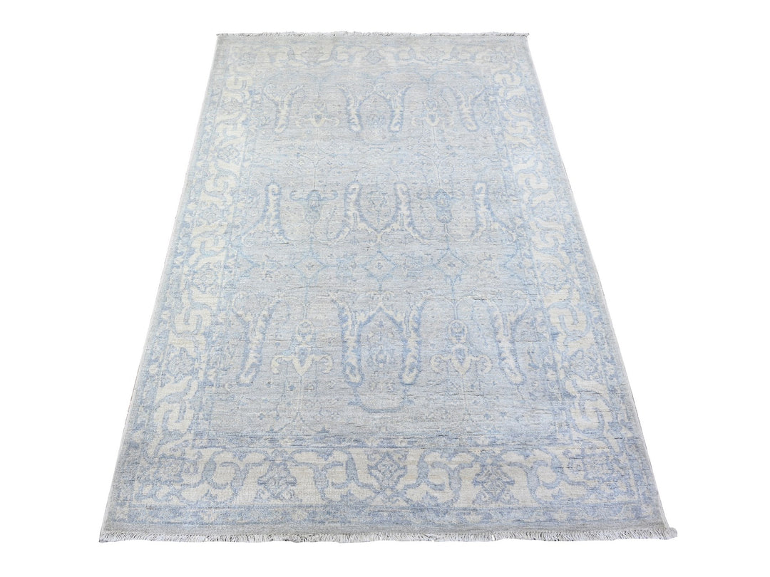 4'0" x 6'0" New Hand Knotted Blue Wool Rectangle Oriental Rug - MOA10288423