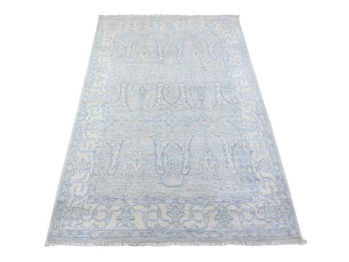 4'0" x 6'0" New Hand Knotted Blue Wool Rectangle Oriental Rug - MOA10288423