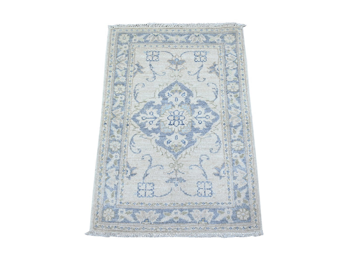 1'10" x 3'0" New Hand Knotted Ivory Wool Rectangle Oriental Rug - MOA10288424