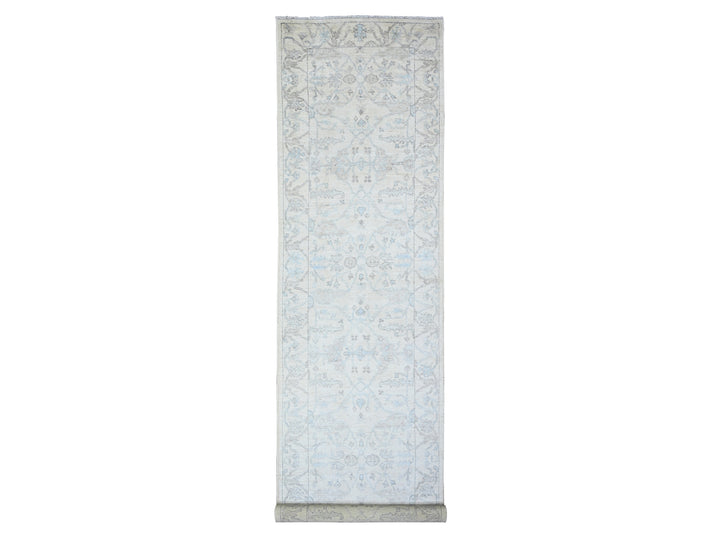 4'0" x 16'1" New Hand Knotted Ivory Wool Runner Oriental Rug - MOA10288436