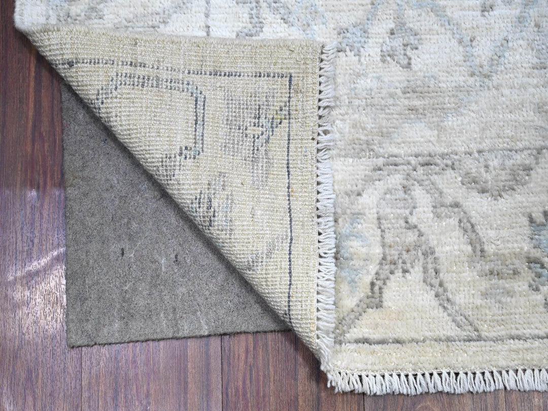 4'0" x 16'1" New Hand Knotted Ivory Wool Runner Oriental Rug - MOA10288436