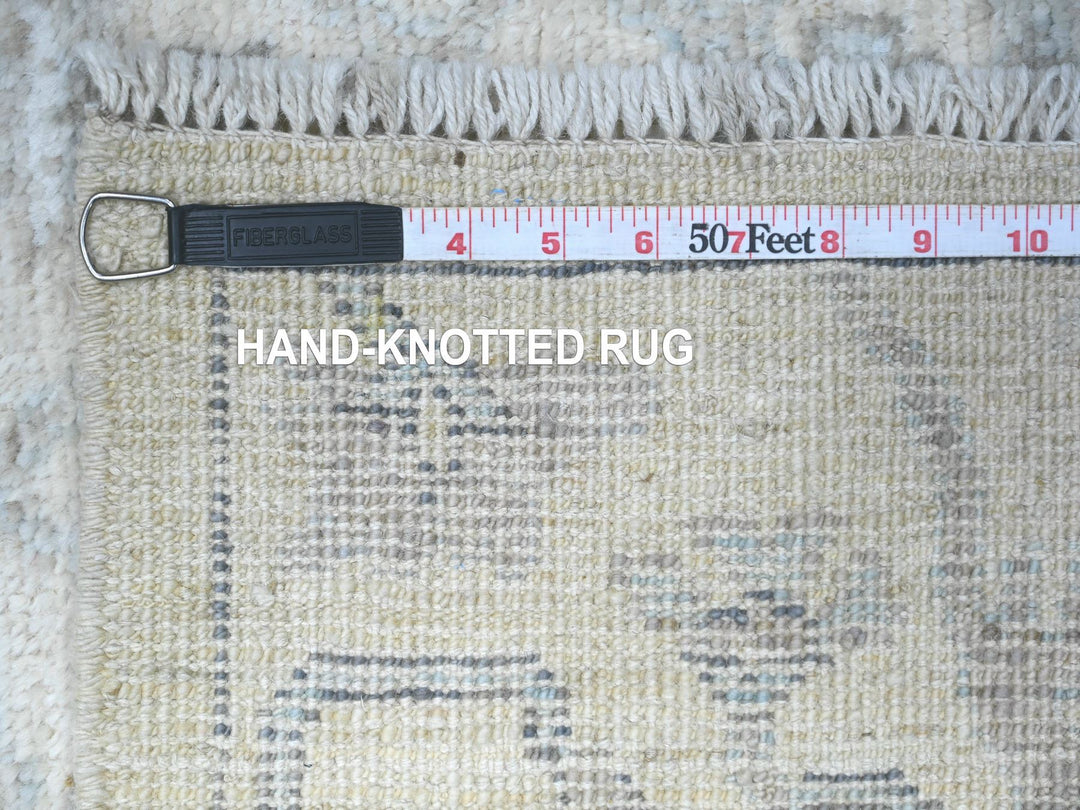 4'0" x 16'1" New Hand Knotted Ivory Wool Runner Oriental Rug - MOA10288436
