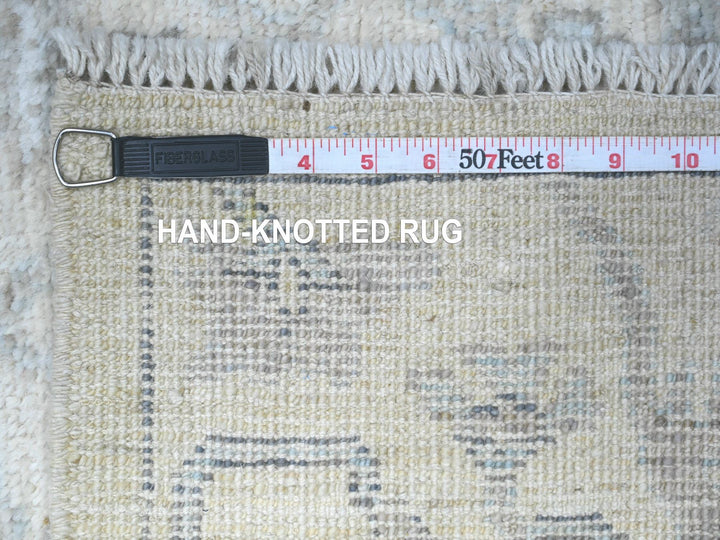 4'0" x 16'1" New Hand Knotted Ivory Wool Runner Oriental Rug - MOA10288436