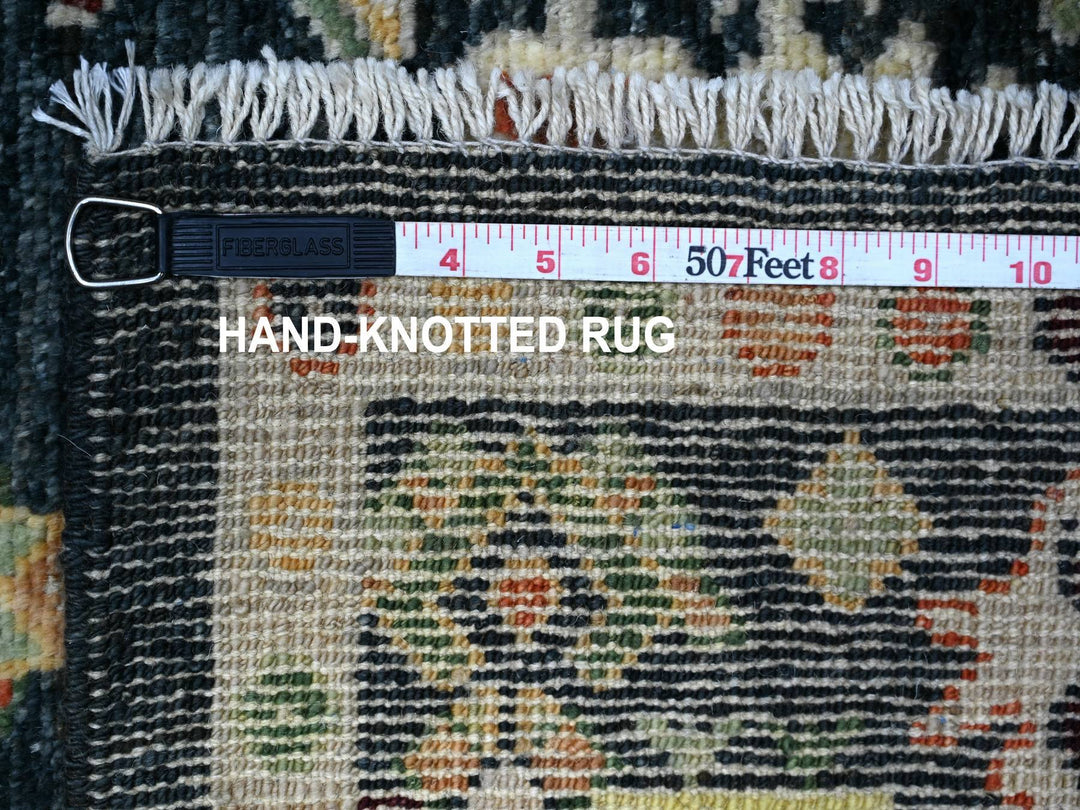 4'3" x 9'7" New Hand Knotted Black Wool Runner Oriental Rug - MOA10288438