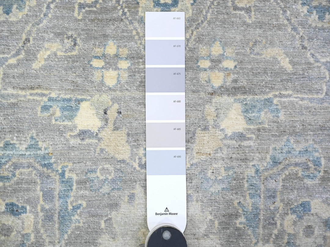 2'8" x 19'9" New Hand Knotted Grey Wool Runner Oriental Rug - MOA10288466