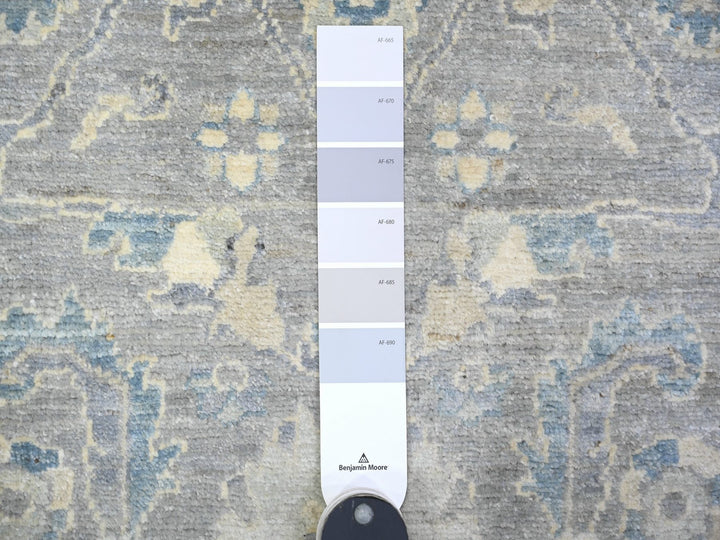 2'8" x 19'9" New Hand Knotted Grey Wool Runner Oriental Rug - MOA10288466