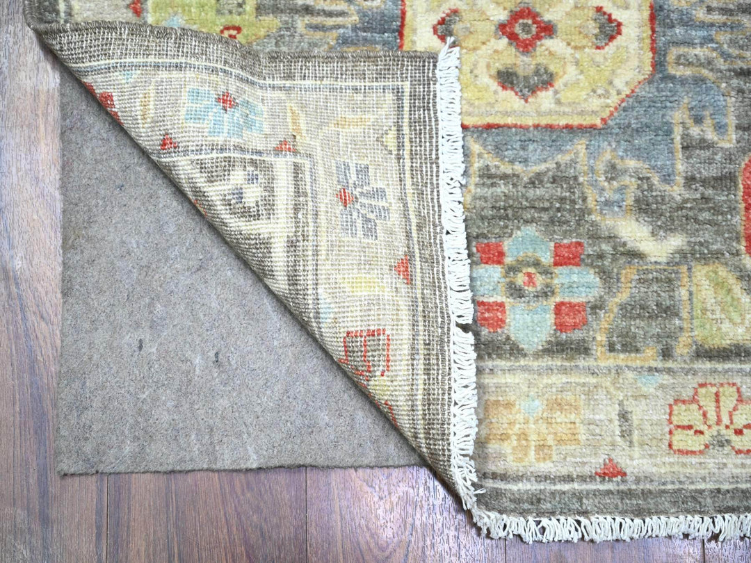2'8" x 11'10" New Hand Knotted Grey Wool Runner Oriental Rug - MOA10288468