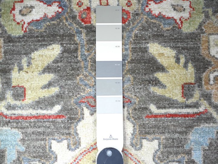 2'8" x 11'10" New Hand Knotted Grey Wool Runner Oriental Rug - MOA10288468