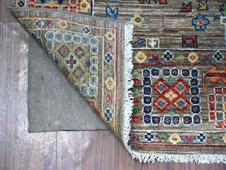 3'10" x 5'9" New Hand Knotted Grey Wool Rectangle Oriental Rug - MOA10288481