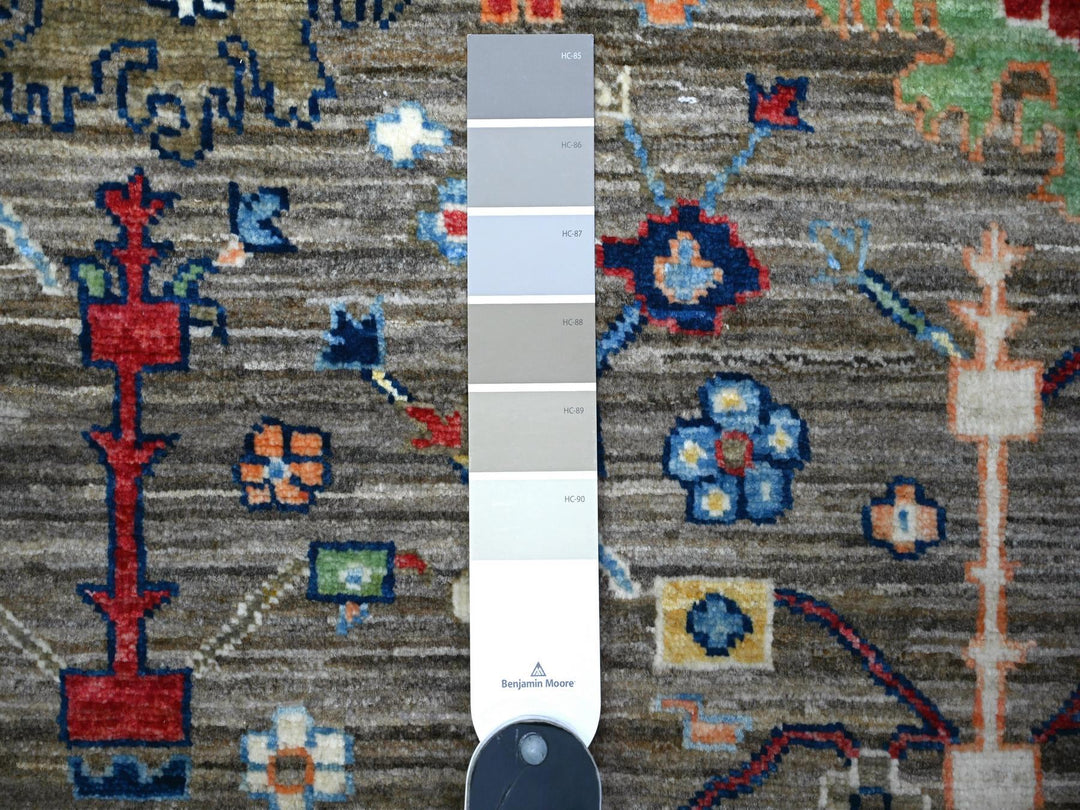 3'10" x 5'9" New Hand Knotted Grey Wool Rectangle Oriental Rug - MOA10288481