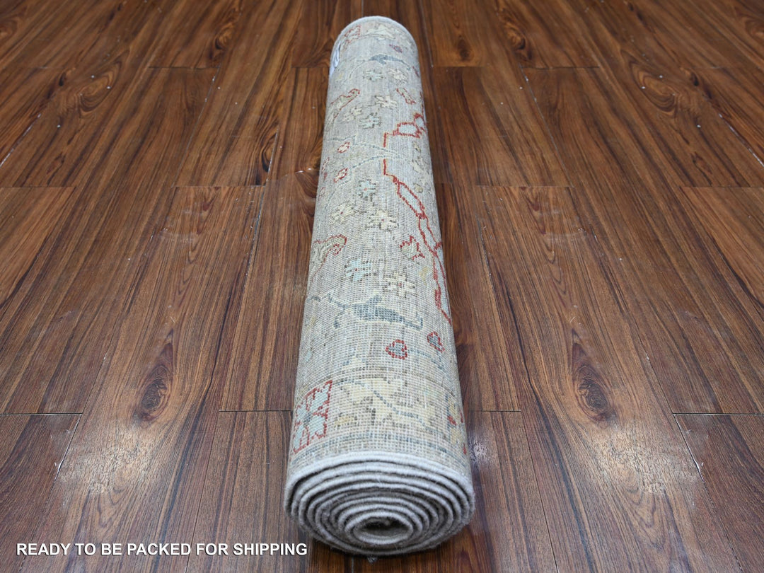 3'0" x 9'10" New Hand Knotted Grey Wool Runner Oriental Rug - MOA10288488