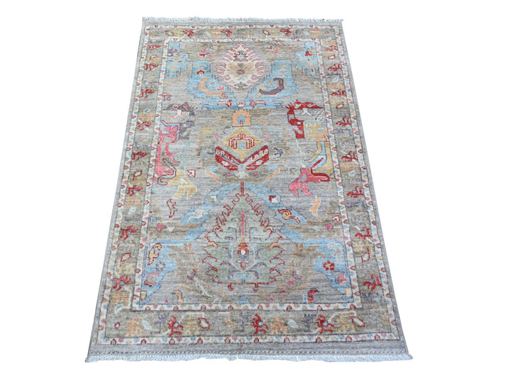 3'0" x 4'8" New Hand Knotted Grey Wool Rectangle Oriental Rug - MOA10288489