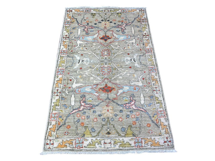 3'1" x 4'11" New Hand Knotted Grey Wool Rectangle Oriental Rug - MOA10288497