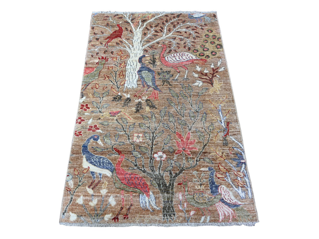 3'0" x 4'9" New Hand Knotted Brown Wool Rectangle Oriental Rug - MOA10288500