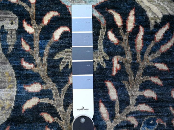 2'10" x 4'9" New Hand Knotted Blue Wool Rectangle Oriental Rug - MOA10288501