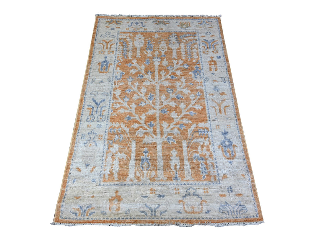 3'1" x 4'9" New Hand Knotted Orange Wool Rectangle Oriental Rug - MOA10288510