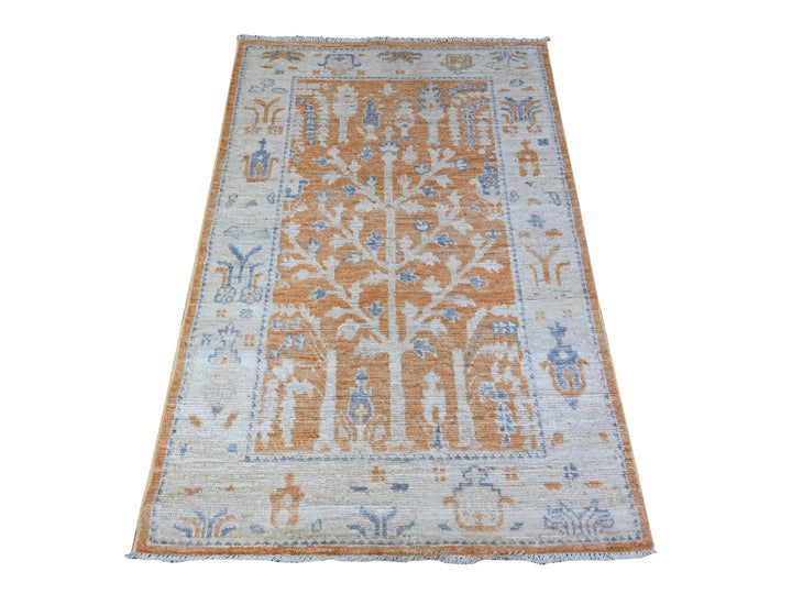 3'1" x 4'9" New Hand Knotted Orange Wool Rectangle Oriental Rug - MOA10288510