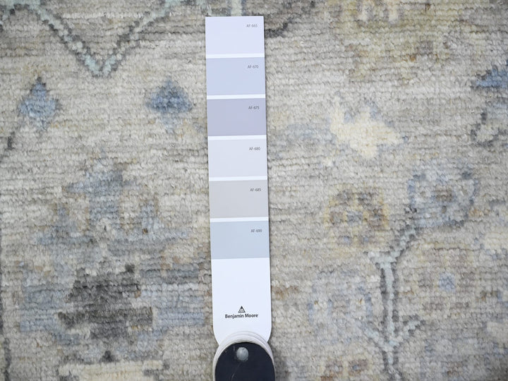 6'1" x 8'11" New Hand Knotted Grey Wool Rectangle Oriental Rug - MOA10288526