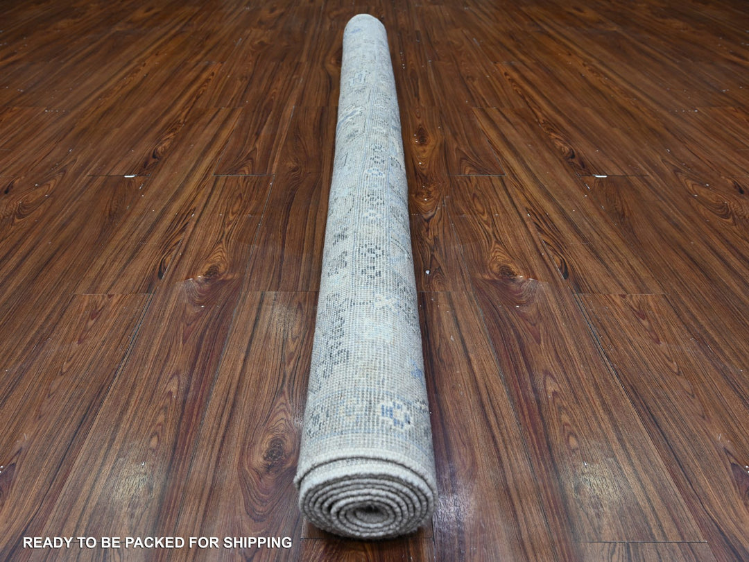 6'1" x 8'11" New Hand Knotted Grey Wool Rectangle Oriental Rug - MOA10288526