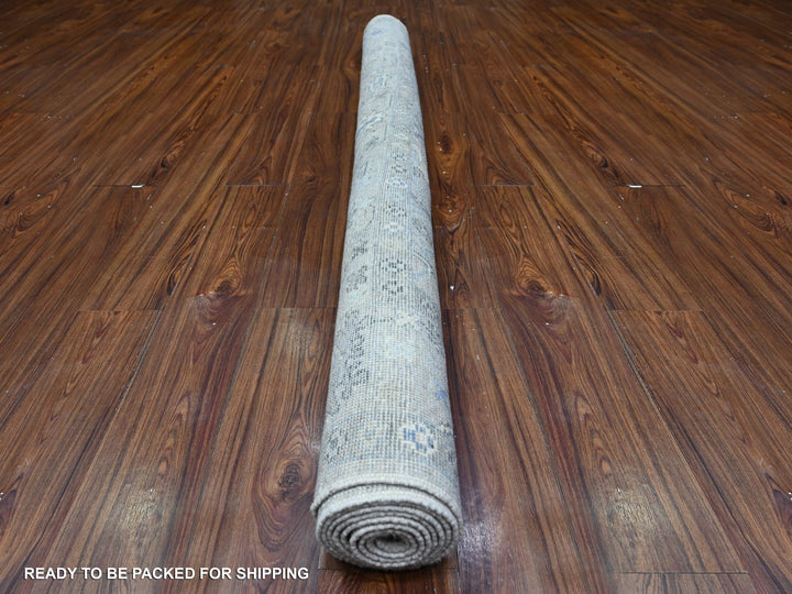 6'1" x 8'11" New Hand Knotted Grey Wool Rectangle Oriental Rug - MOA10288526