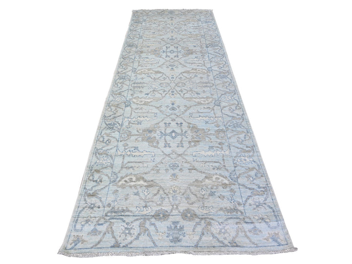 4'0" x 11'10" New Hand Knotted Blue Wool Runner Oriental Rug - MOA10288529
