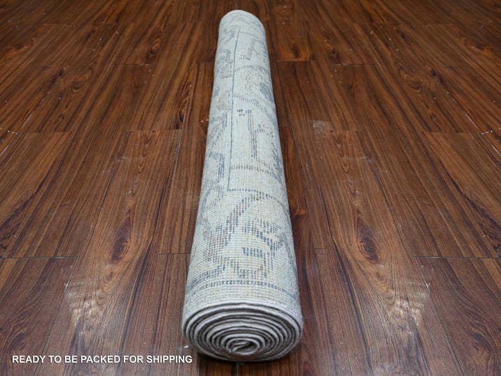 4'0" x 11'10" New Hand Knotted Blue Wool Runner Oriental Rug - MOA10288529