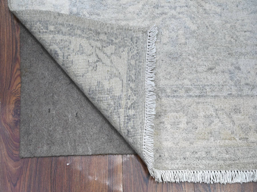2'6" x 19'1" New Hand Knotted Grey Wool Runner Oriental Rug - MOA10288531