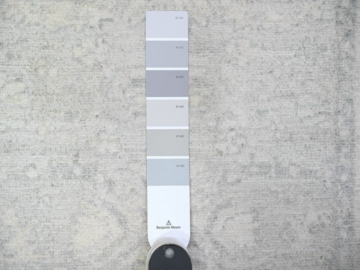 2'6" x 19'1" New Hand Knotted Grey Wool Runner Oriental Rug - MOA10288531