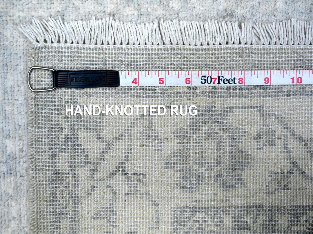 2'6" x 19'1" New Hand Knotted Grey Wool Runner Oriental Rug - MOA10288531