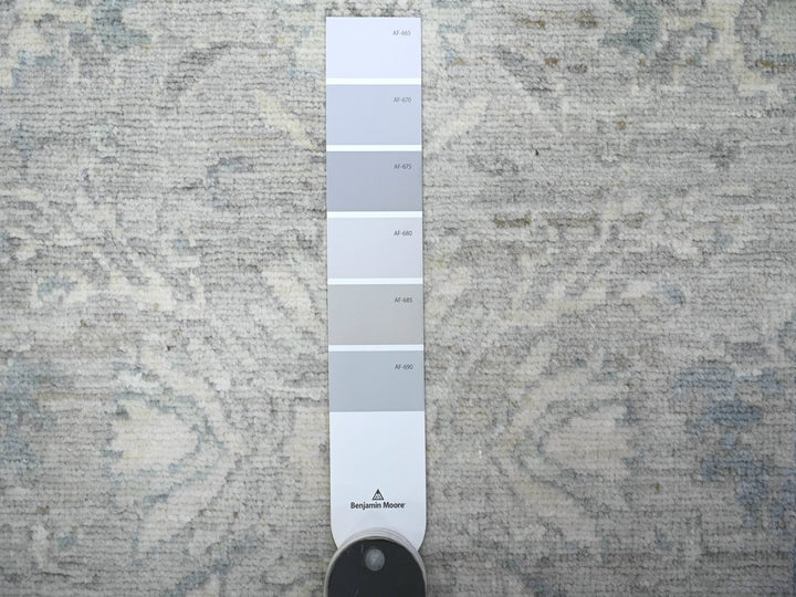 2'8" x 11'10" New Hand Knotted Grey Wool Runner Oriental Rug - MOA10288536