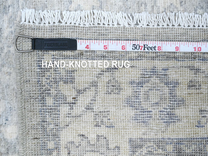 2'8" x 11'10" New Hand Knotted Grey Wool Runner Oriental Rug - MOA10288536