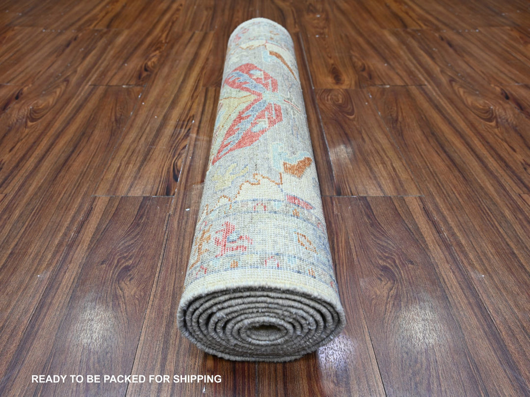 2'8" x 9'10" New Hand Knotted Ivory Wool Runner Oriental Rug - MOA10288545