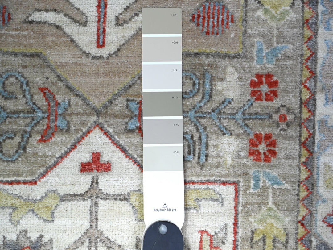 2'8" x 12'1" New Hand Knotted Grey Wool Runner Oriental Rug - MOA10288546