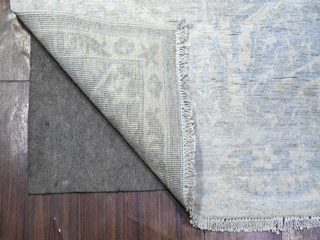 2'6" x 11'7" New Hand Knotted Grey Wool Runner Oriental Rug - MOA10288547