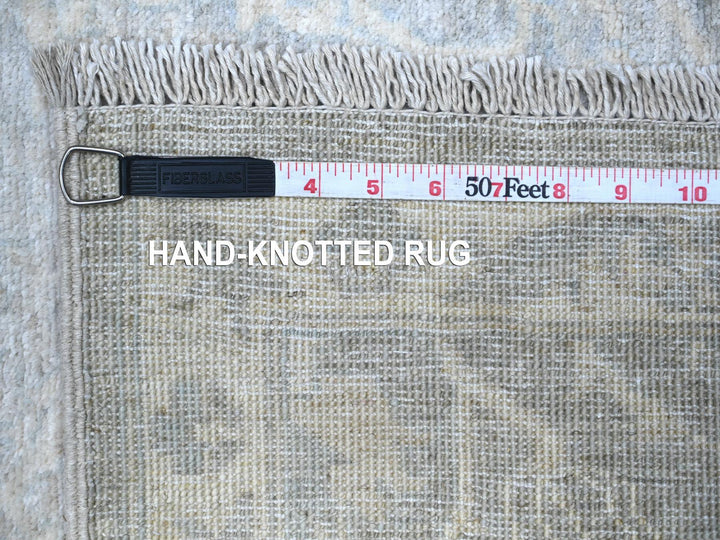 2'6" x 11'7" New Hand Knotted Grey Wool Runner Oriental Rug - MOA10288547