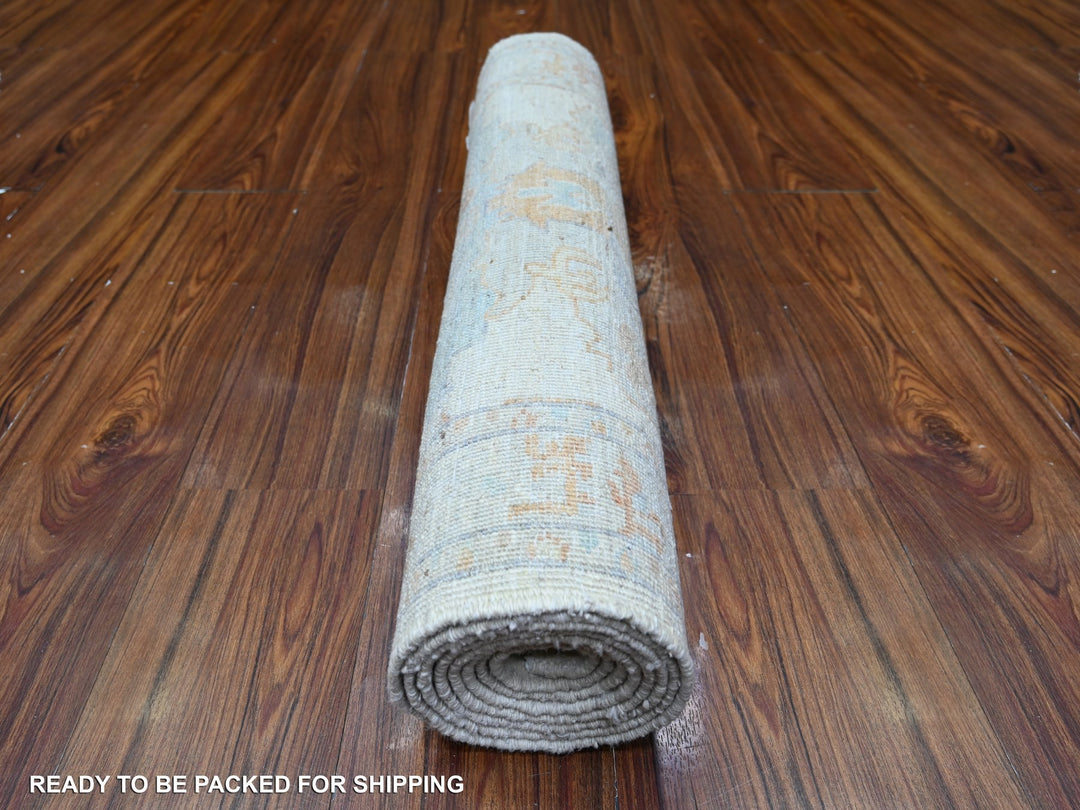 2'6" x 7'10" New Hand Knotted Grey Wool Runner Oriental Rug - MOA10288548