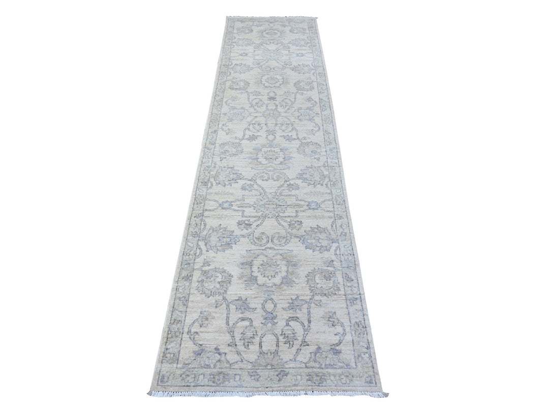 2'6" x 9'10" New Hand Knotted Ivory Wool Runner Oriental Rug - MOA10288550