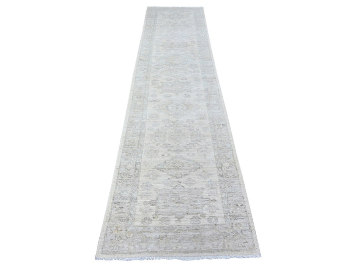 2'8" x 11'3" New Hand Knotted Ivory Wool Runner Oriental Rug - MOA10288552