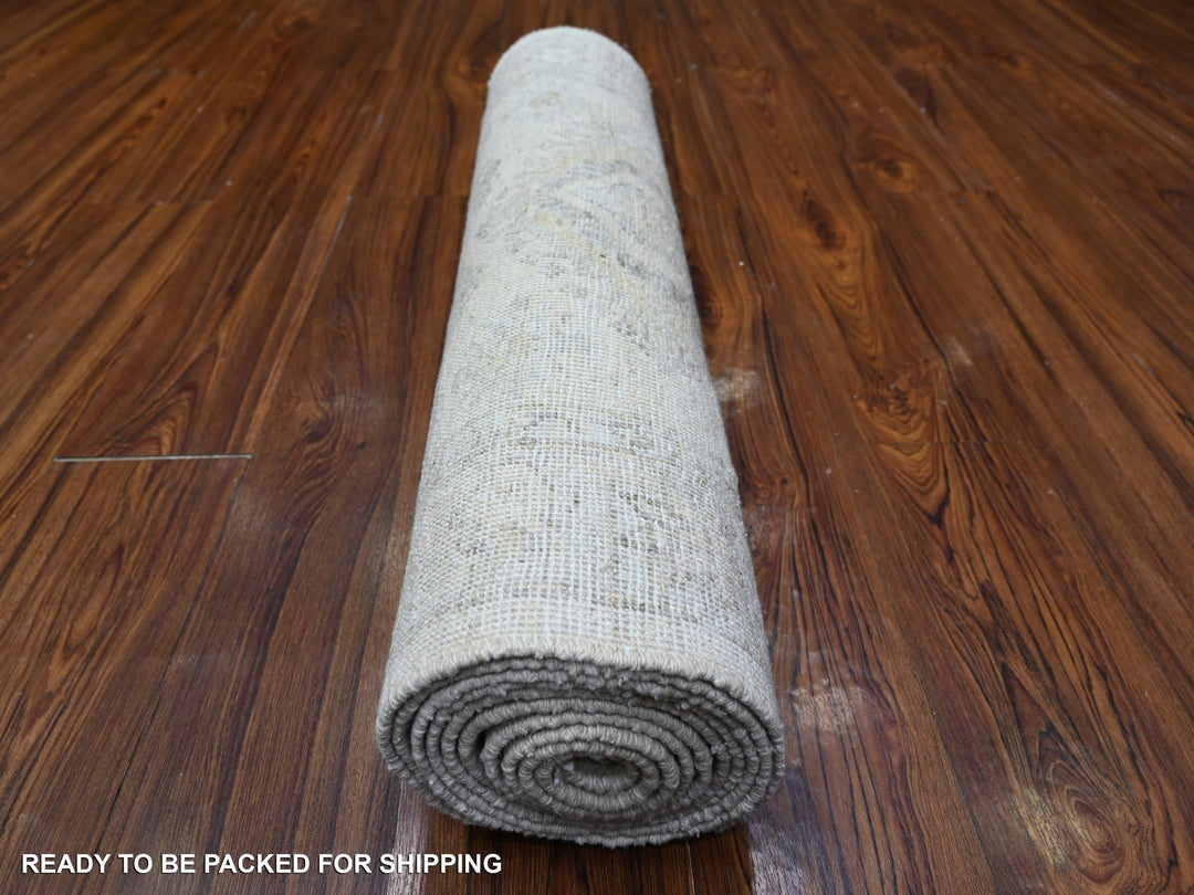 2'8" x 11'3" New Hand Knotted Ivory Wool Runner Oriental Rug - MOA10288552
