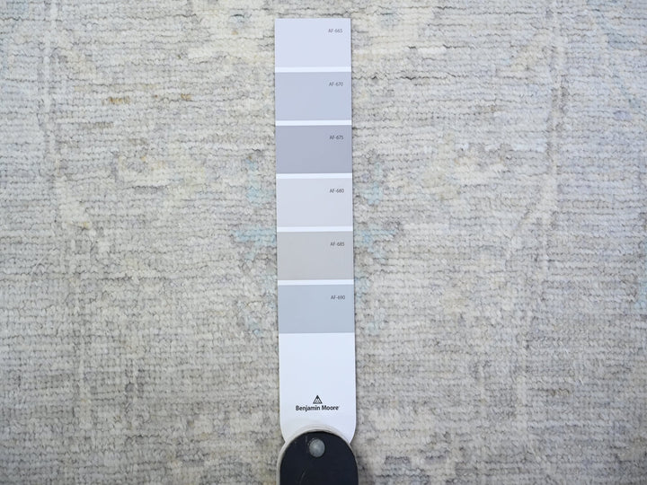 2'8" x 11'6" New Hand Knotted Grey Wool Runner Oriental Rug - MOA10288554